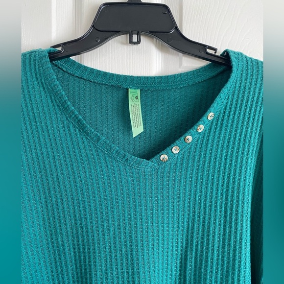 Honeydew Intimates Womens Lounge PJ Top Waffle Knit Dolman Sleeve Green Medium - Picture 4 of 7